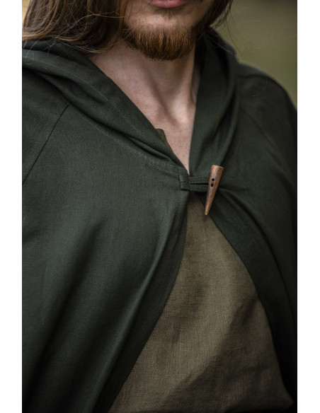 Medieval Green Cape with Hood, Model...