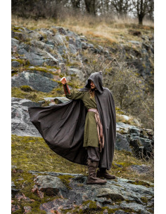 Dark Brown Medieval Cloak with Hood, Johannes Model