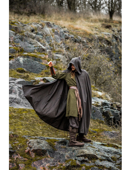 Dark Brown Medieval Cloak with Hood,...