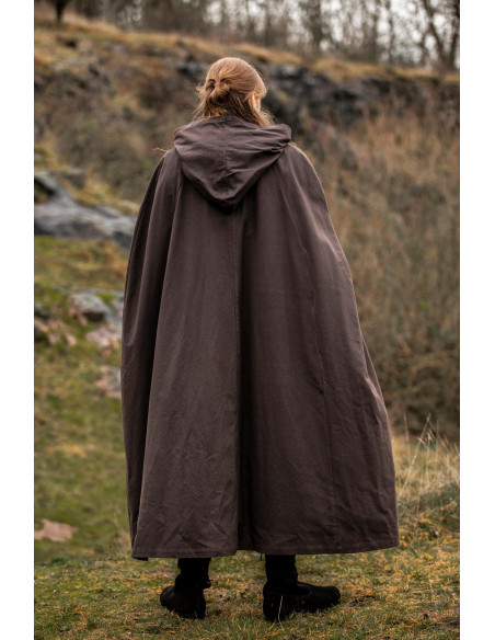 Dark Brown Medieval Cloak with Hood,...