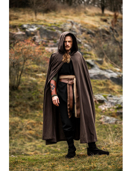 Dark Brown Medieval Cloak with Hood,...