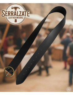 Medieval Belt with Round Buckle, Black