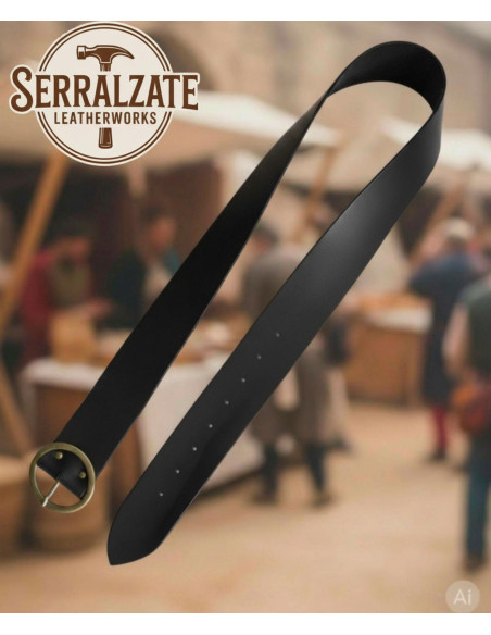 Medieval Belt with Round Buckle, Black