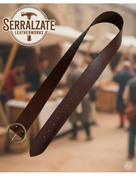 Medieval Belt with Round Buckle, Brown