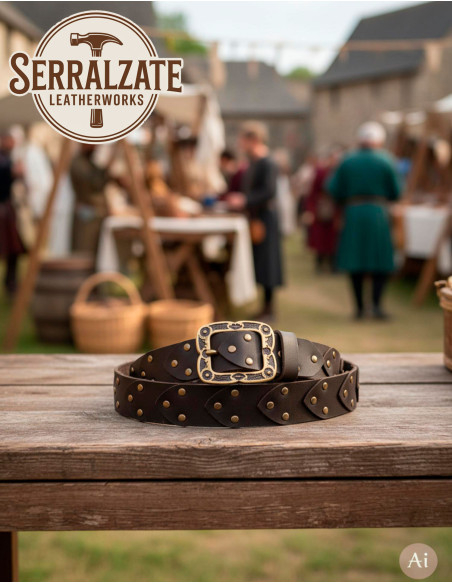 Brown Viking Leather Scale Belt with...