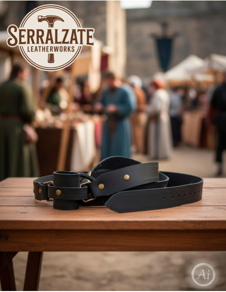 Medieval Belt with Sword Holder, Black