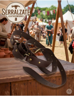 Medieval Belt with Sword Frog, Brown