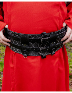 Double Medieval Leather Belt Model Darius, Black