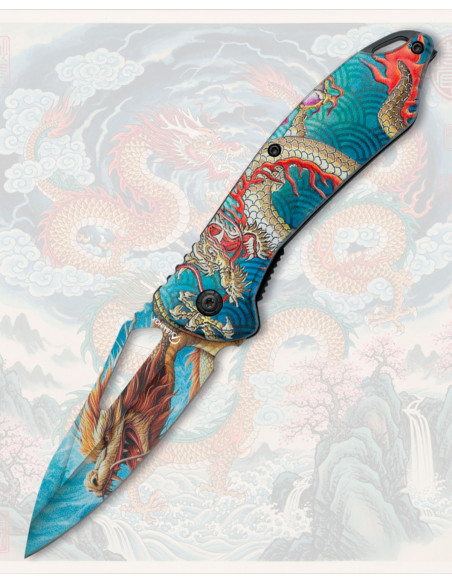 Albainox Knife with 3D Dragons ABS...