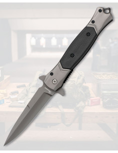 Albainox Tactical Knife with Titanium Finish, 9 cm Blade