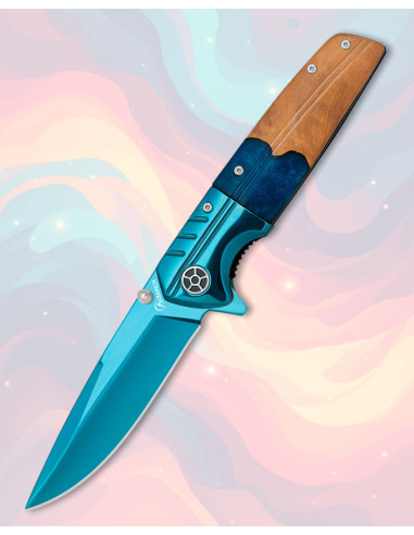 Albainox Blue Knife with Acrylic Olive Handle