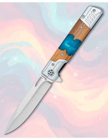 Albainox Folding Knife with 10 cm Stainless Steel Blade and Olive Wood Handle