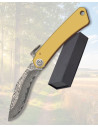 Albainox Pocket Knife with 67-Layer Damascus Blade, Brass Handles