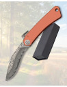 Albainox Pocket Knife Damascus Blade 67 Layers, Rosy Steel