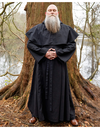 Adson Cotton Monk Robe, Black