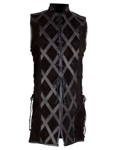 Cahir Model Medieval Suede Vest in Black