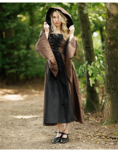 Medieval Cotton Dress Model Ophelia, Black-Brown 2
