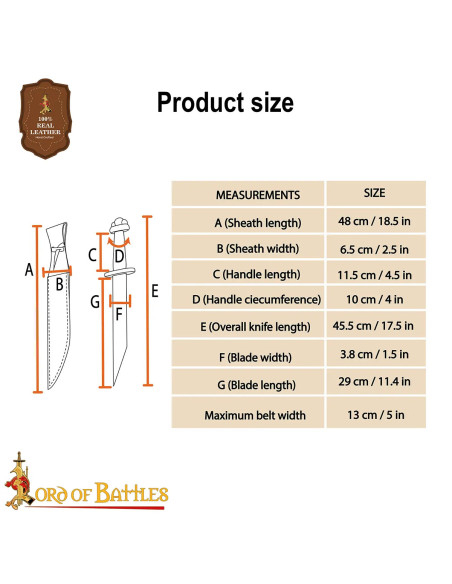 Viking Seax Knife with Leather Sheath