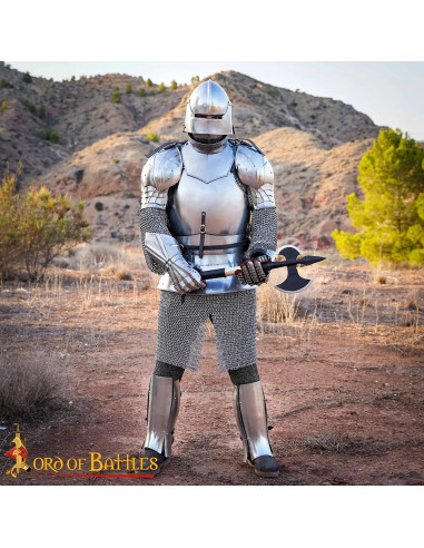 Medieval Carbon Steel Axe Model Halberd