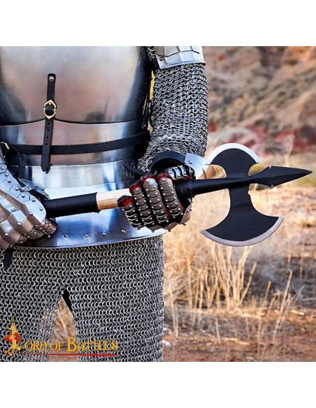 Medieval Carbon Steel Axe Model Halberd