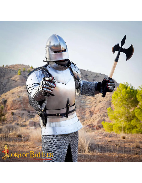 Medieval Carbon Steel Axe Model Halberd