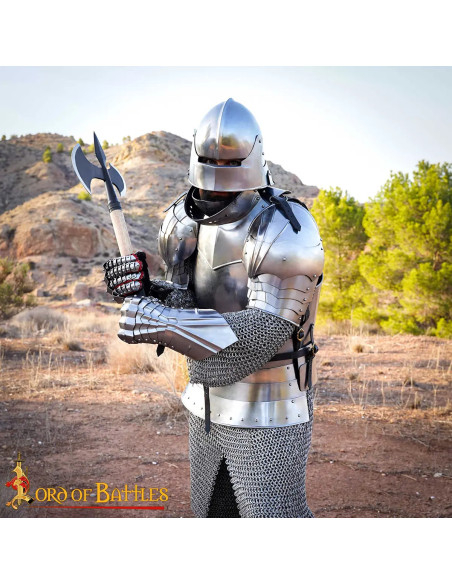 Medieval Carbon Steel Axe Model Halberd