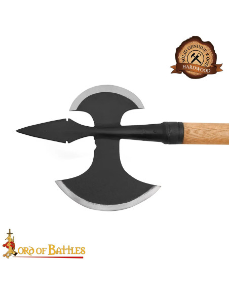 Medieval Carbon Steel Axe Model Halberd