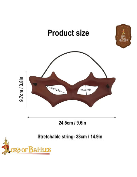 Brown Leather Half Mask for LARP