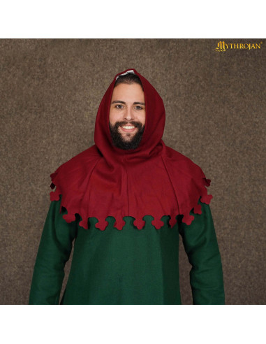 Liripipe Wool Medieval Gugel in Red