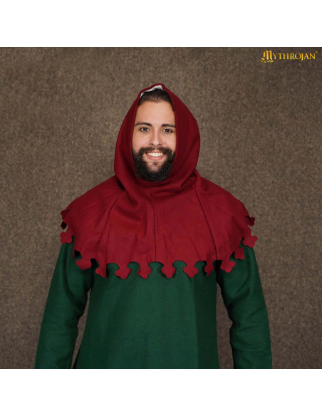 Liripipe Wool Medieval Gugel in Red