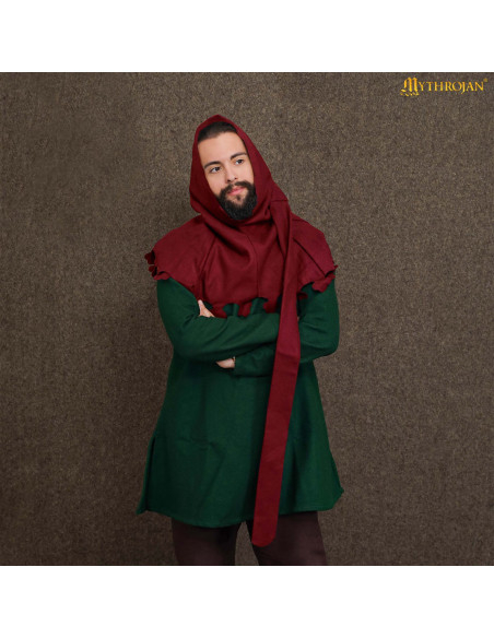 Liripipe Wool Medieval Gugel in Red