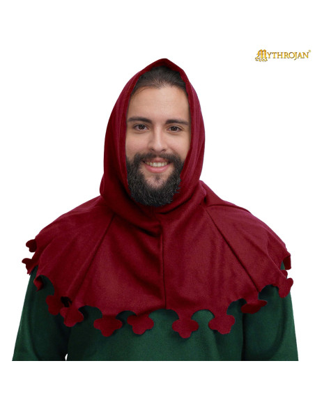 Liripipe Wool Medieval Gugel in Red