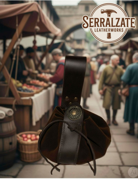 Medieval Leather Coin Purse for Belt,...