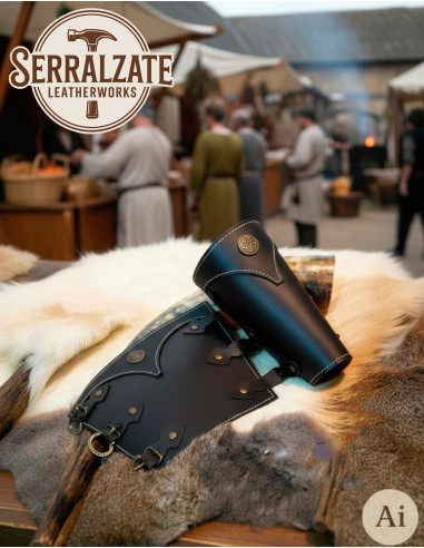 Robust Black Leather Historical Recreation Bracelets