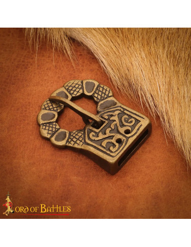 Gothic Medieval Buckle in Aged Brass for Belt