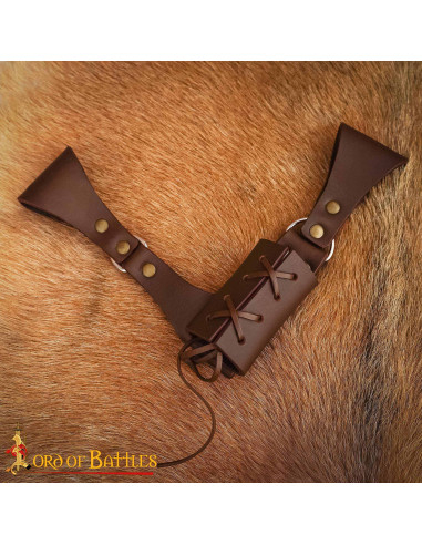 Adjustable Medieval Leather Sword Belt in Brown