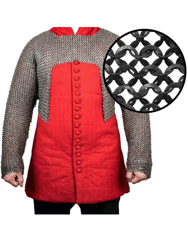 Short Chainmail Shirt with Domed Half Plate and Alternating Flat Rings