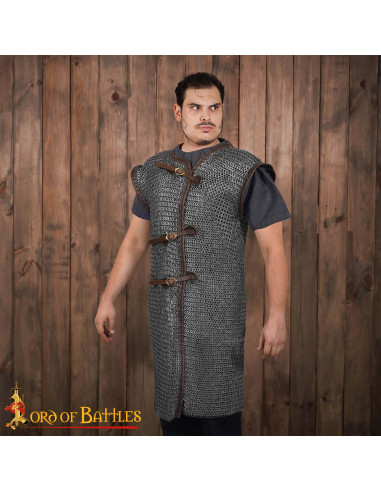 Byrnie Chainmail Tunic with Leather, Gauge 17