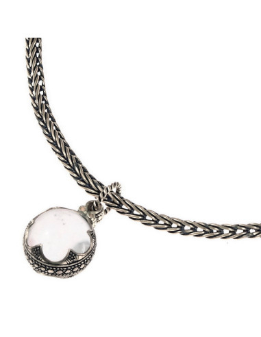 Viking Chain with Wolf Heads, Rock Crystal Pendant