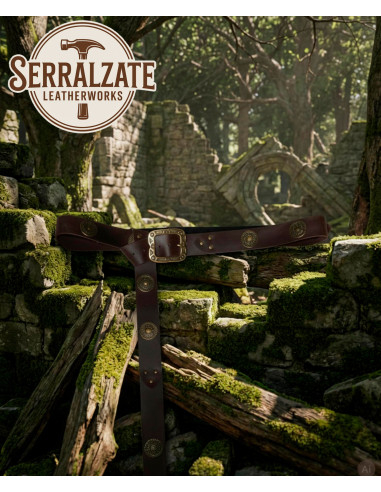 Medieval Recreation Long Belt with Plates, Brown