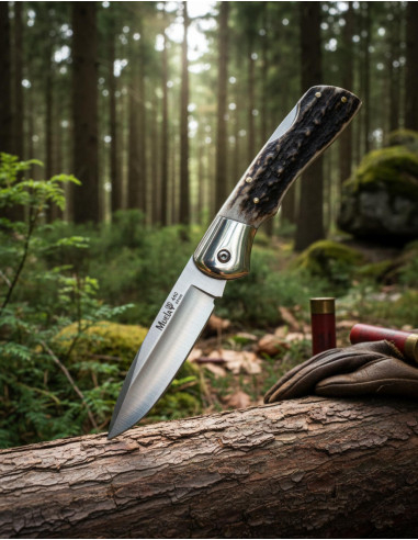 Locking Knife with Stag Horn Handles