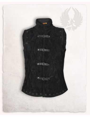 Arthur Medieval Waistcoat in Suede, Black