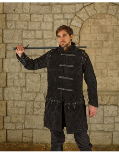 Arthur Model Medieval Gambeson in Black