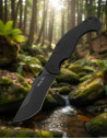 Black D2 G10 Tactical Knife 102mm Stonewash
