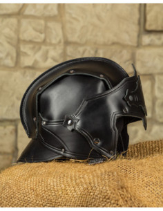 Antonius Black Leather Medieval Helmet 2