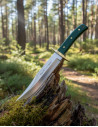 Muela Bowie Hunting Knife with Green Jute Micarta