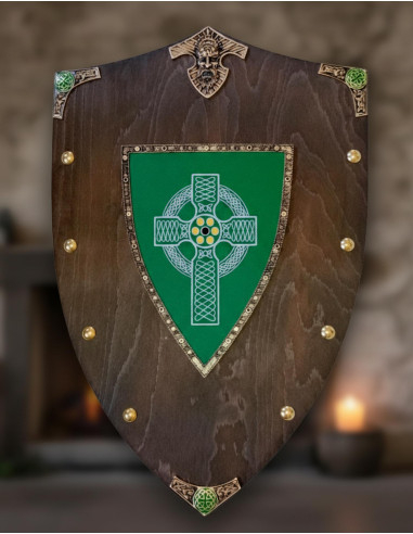 Rustic Wooden Shield with Celtic Cross