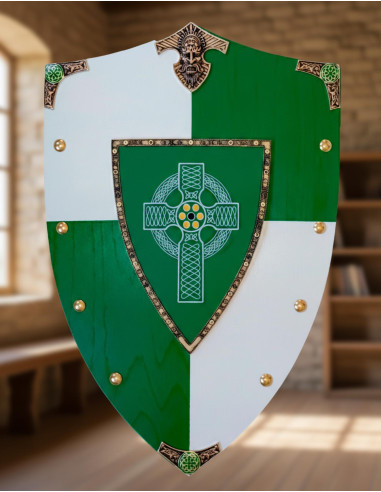 Decorated Wooden Shield with Celtic Cross