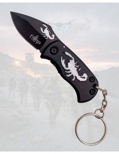 Third Keychain Knife with Laser-Cut Scorpion Silhouette