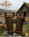 Brown Leather Viking Bracelets with Studs
